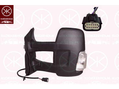 Exterior Mirror, Left, for electric mirror adjustment, Long mirror arm, Number of pins: 6, Heatable, with indicator, Indicator Colour: white, WY5W, Convex