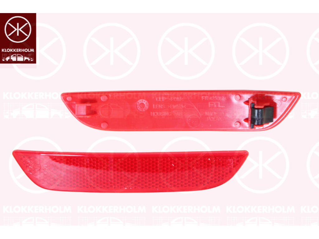 Reflector, Right Rear, red, without bulb holder
