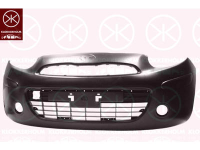 Bumper, Front, black, with holes for trim/protective strip