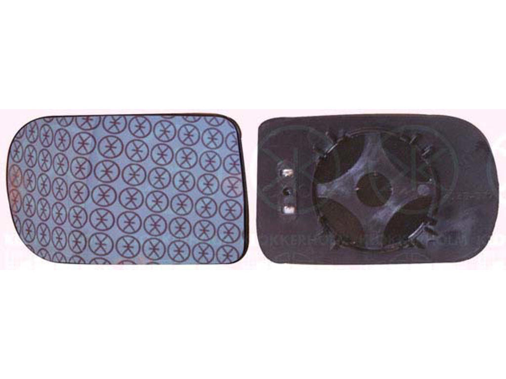Mirror Glass, exterior mirror, both sides, Number of pins: 2, Width [mm]: 166, Heatable, Aspherical, Blue-tinted