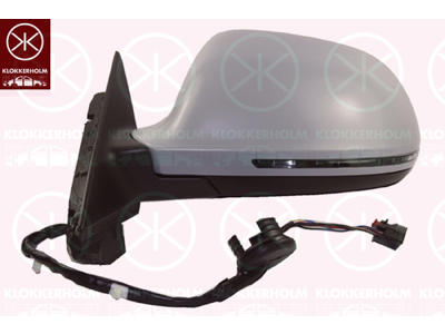 Exterior Mirror, 3-drs, Left, for electric mirror adjustment, with indicator (LED), Electronically foldable, Number of pins: 10, w/primer, Heatable, Aspherical