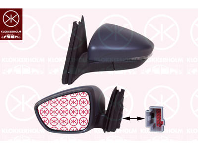 Exterior Mirror, for vehicles with drive assistance system, Left, Electronically foldable, Number of pins: 10, with reading light, with indicator, Heatable, Convex, w/primer