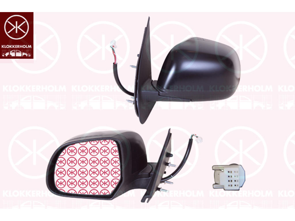 Exterior Mirror, Right, for electric mirror adjustment, Number of pins: 5, Connector Shape: angular, Heatable, w/primer, Aspherical