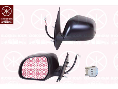 Exterior Mirror, Right, for electric mirror adjustment, Number of pins: 5, Connector Shape: angular, Heatable, w/primer, Aspherical