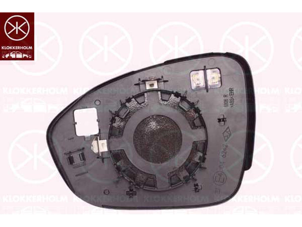 Mirror Glass, exterior mirror, Right, Heatable, Number of pins: 2, Convex