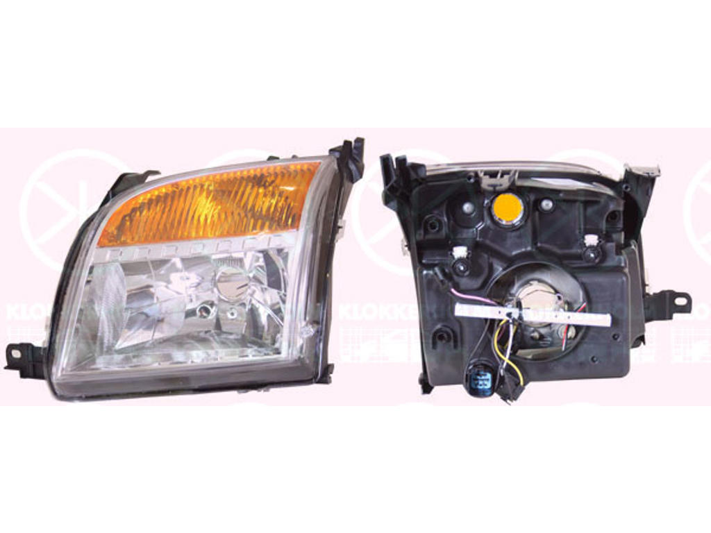 Headlight, H4, with motor for headlamp levelling, Right, Illuminance [lx]: 20, Indicator Colour: yellow
