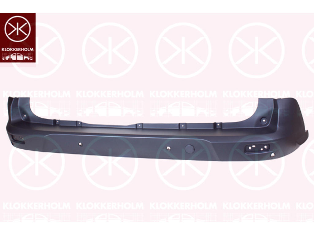Bumper, Rear, black, with hole(s) for park distance control