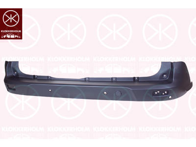 Bumper, Rear, black, with hole(s) for park distance control