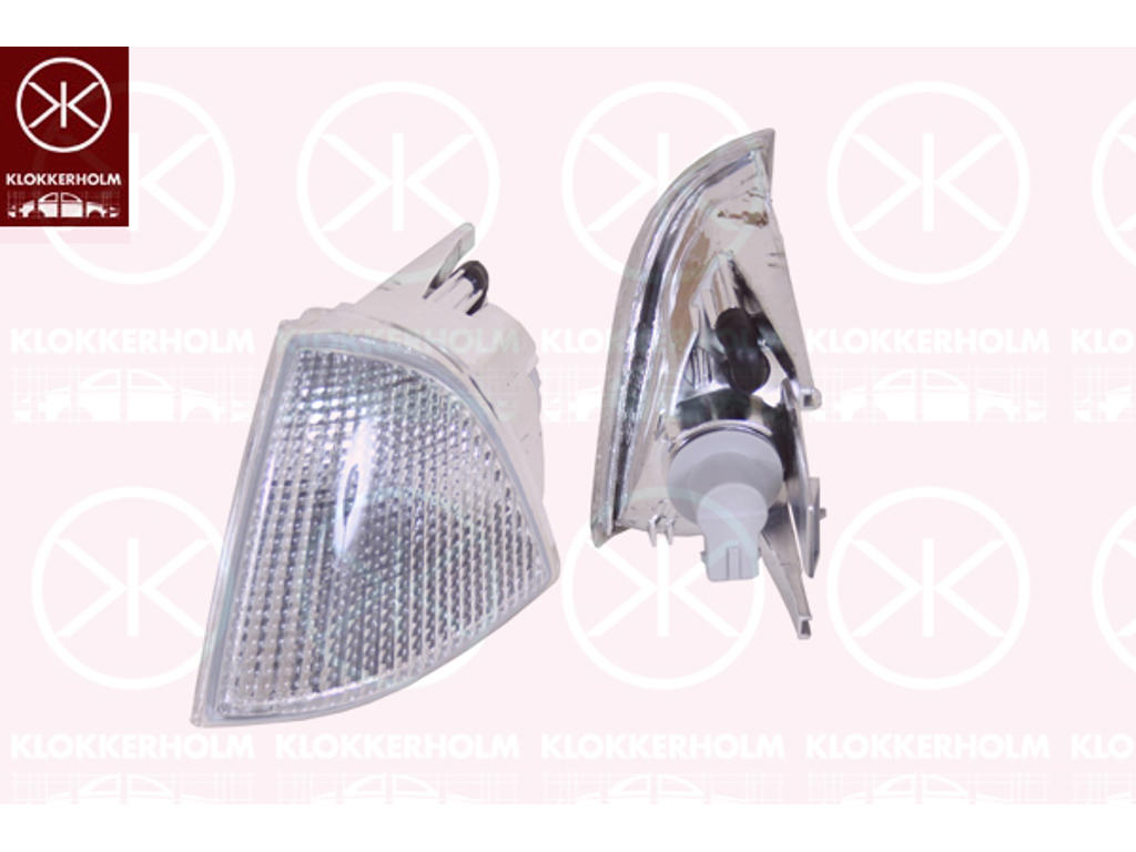 Blinker, med lamphållare, vit, Vänster