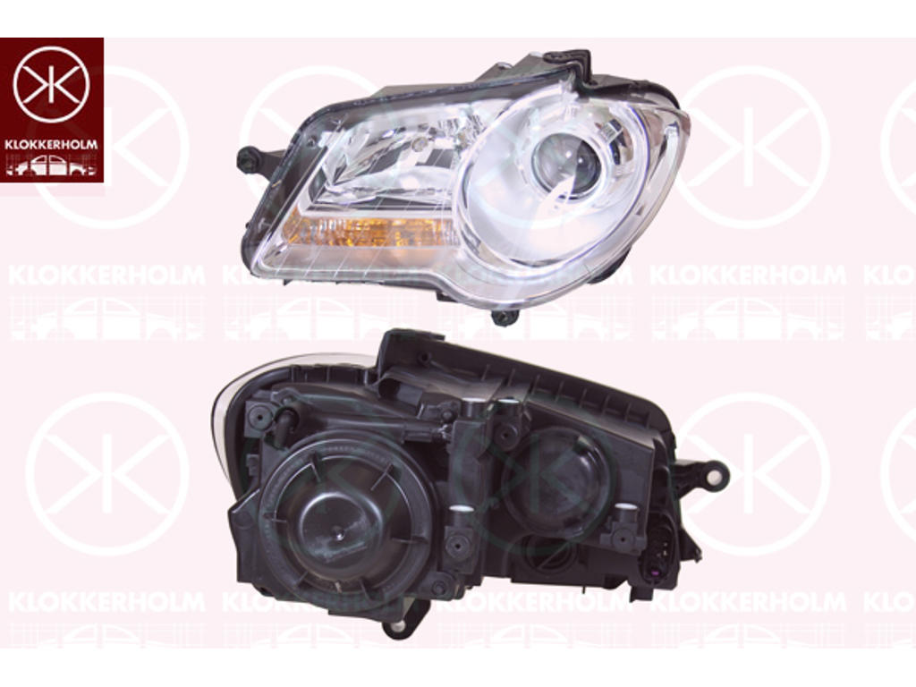 Koplamp, H7/H7, Met regelmotor voor LWR, AL, Links, Belichtingssterkte [lx]: 25, Behuizingskleur: chroom