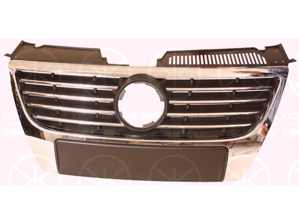 Grille de radiateur, Diamètre [mm]: 130, chrome/noir, avec trou(s) pour emblème