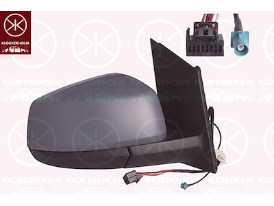 Exterior Mirror, Right, for electric mirror adjustment, Number of pins: 5, with aerial, Vehicle Equipment Line/Variant: FM2, Heatable, Convex, w/primer