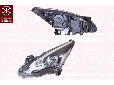 Headlight, Left, Illuminance [lx]: 17.5, Bi-Xenon, without control unit for Xenon, with motor for headlamp levelling, Valeo