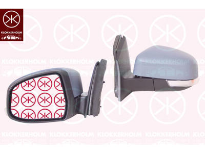 Exterior Mirror, Left, for electric mirror adjustment, Number of pins: 6, with indicator, Heatable, Aspherical, w/primer