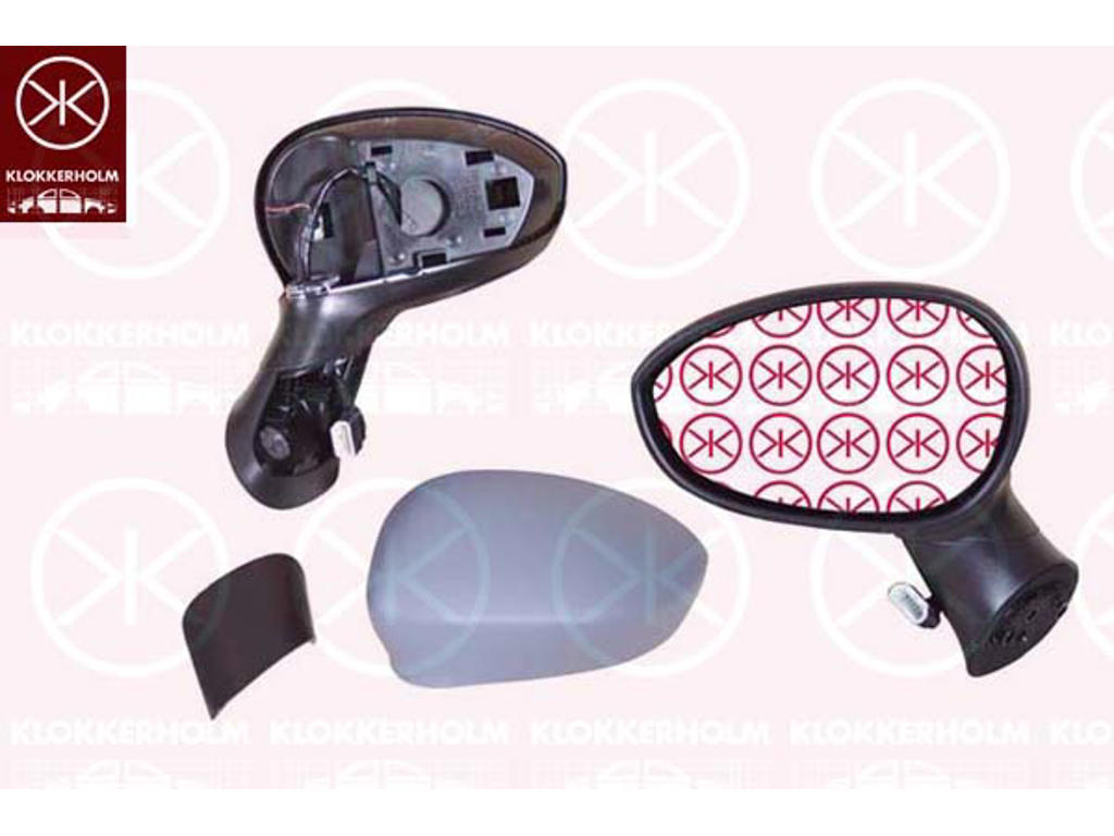 Exterior Mirror, w/primer, for electric mirror adjustment, Convex, Heatable, Left, Number of pins: 5