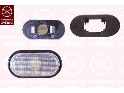 Blinklygte, hvid, sideinstallation, med pakning, uden lampeholder