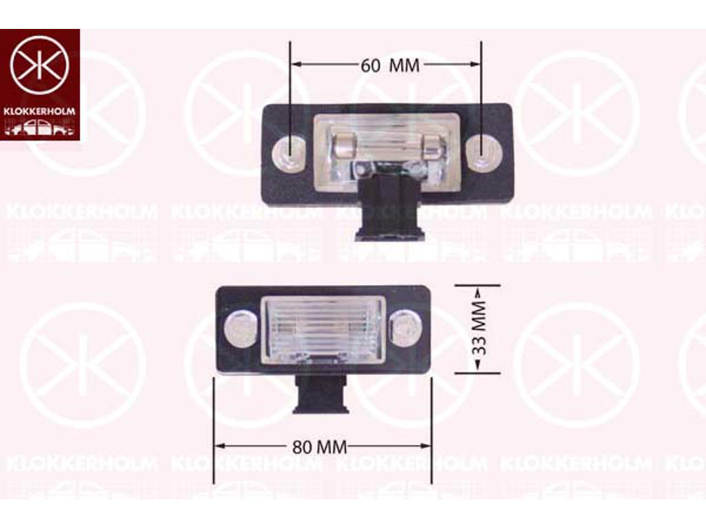 Licence Plate Light, with bulb holder, not ECE approved