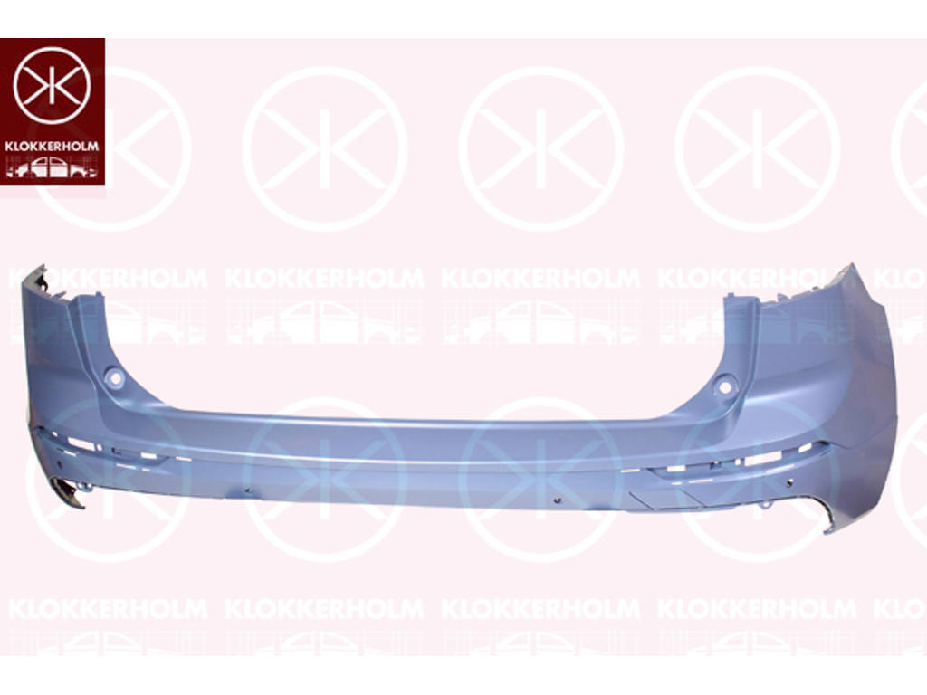 Bumper, w/primer, Rear, with holes for trim/protective strip, with hole(s) for park distance control, Number of bores: 4