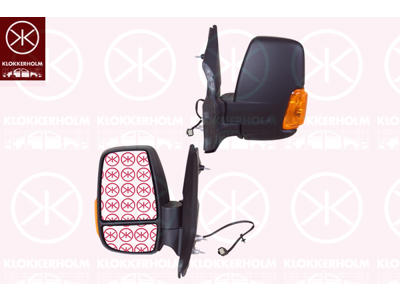 Buitenspiegel, Links, Korte spiegelarm, Aantal contacten: 2, Met knipperlamp, Knipperlamp kleur: geel, W16W, Bol-vormig