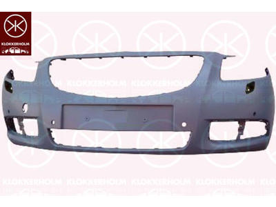 Bumper, Front, with hole(s) for washer nozzle, with hole(s) for park distance control, Number of bores: 4, w/primer