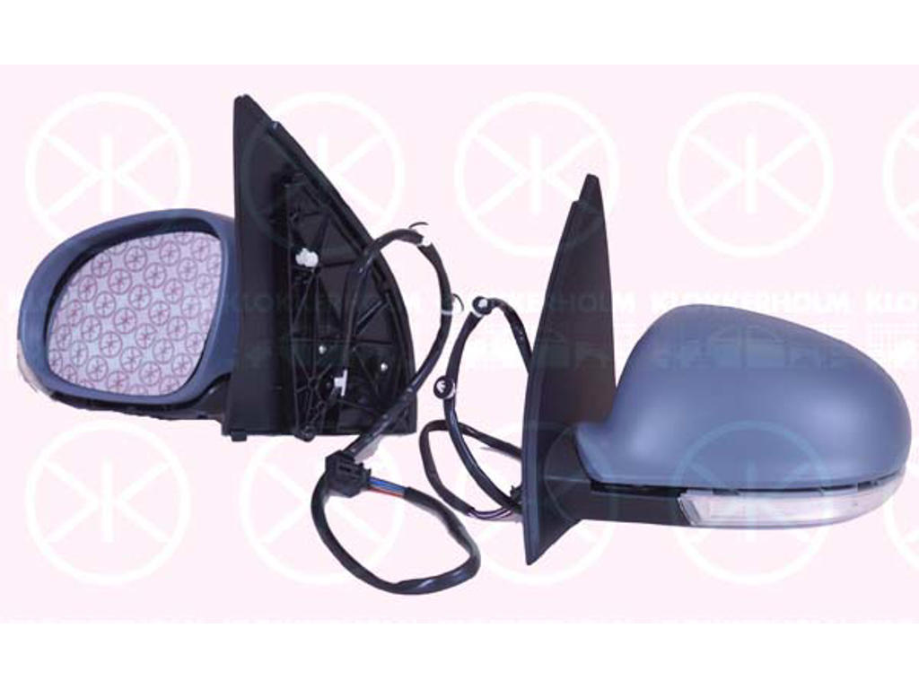 Exterior Mirror, w/primer, with indicator, Electronically foldable, for electric mirror adjustment, Convex, Heatable, Right, Number of pins: 11