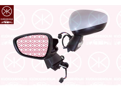 Exterior Mirror, 4-dr, Left, for electric mirror adjustment, Number of pins: 7, with indicator, Heatable, w/primer, Convex