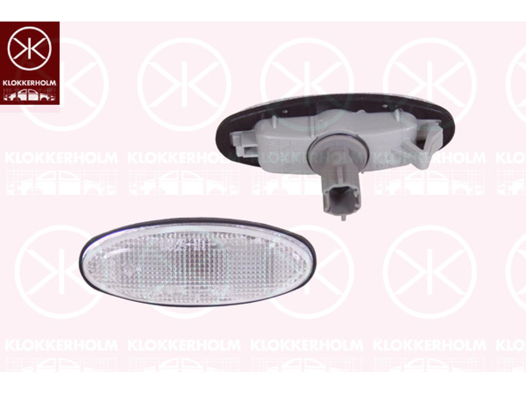 Blinker, med lamphållare, vit, Tvåsidig