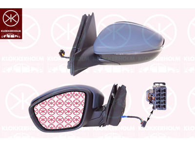 Exterior Mirror, Left, for electric mirror adjustment, Number of pins: 6, with indicator, WY5W, w/primer, Heatable, Convex