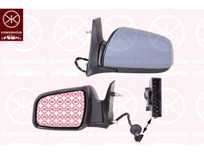 Exterior Mirror, Left, for electric mirror adjustment, Number of pins: 5, Heatable, Aspherical, w/primer