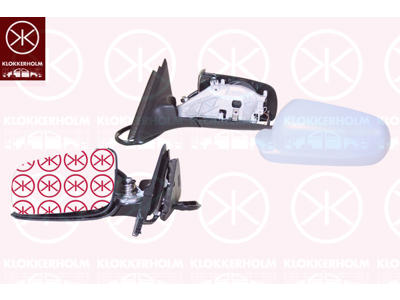 Exterior Mirror, w/primer, for electric mirror adjustment, Aspherical, Heatable, Left