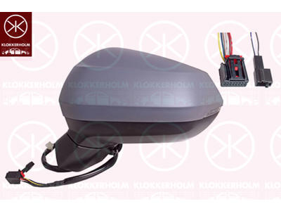 Lusterko zewnetrzne, z lewej, dla lusterek regulowanych elektr., Liczba zestyków: 8, z kierunkowskazem, ogrzewany, do malowania, niesferyczny