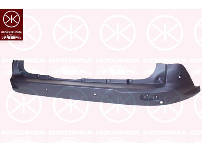 Bumper, for vehicles with blind spot assistant, Rear, black, with hole(s) for park distance control