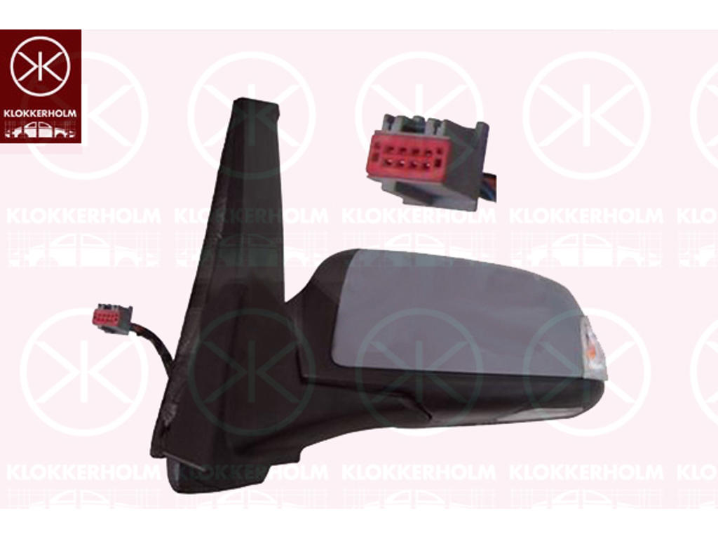 Exterior Mirror, Left, Trim Level: Ghia, Titanium, for electric mirror adjustment, Number of pins: 7, with reading light, with indicator, Heatable, w/primer, Convex