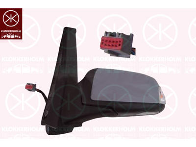 Exterior Mirror, Left, Trim Level: Ghia, Titanium, for electric mirror adjustment, Number of pins: 7, with reading light, with indicator, Heatable, w/primer, Convex