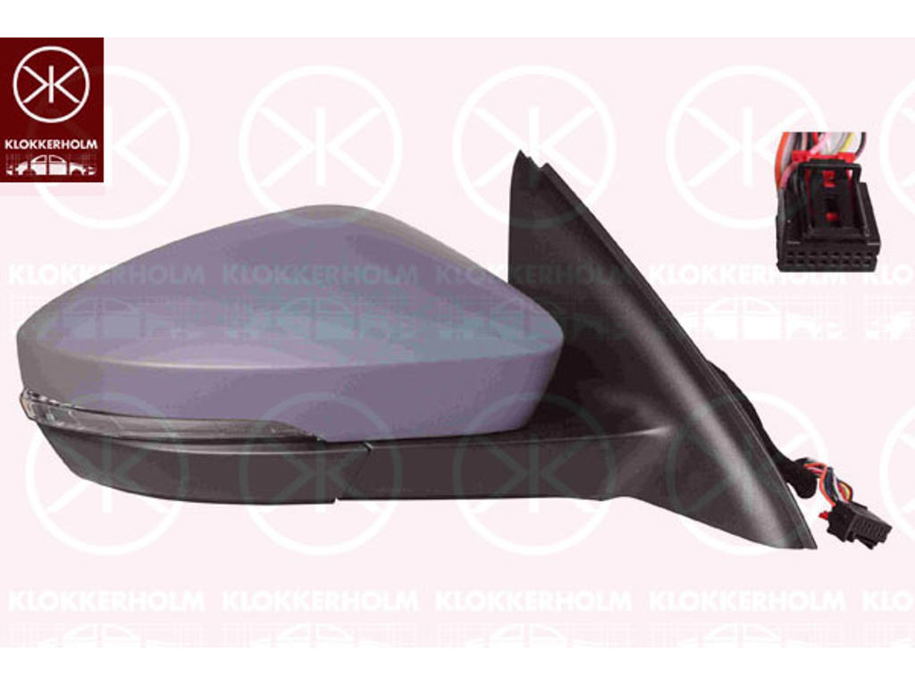 Exterior Mirror, Right, for electric mirror adjustment, Electronically foldable, Number of pins: 11, with indicator, w/primer, Heatable