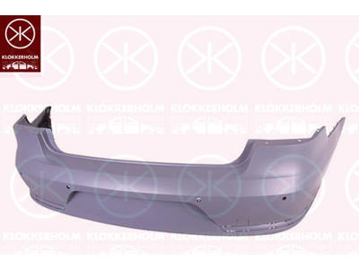 Bumper, with hole(s) for park assist (parallel parking), Number of bores: 4, Rear, w/primer, not for trim level: R-LINE