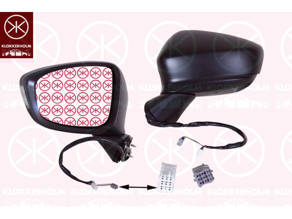 Exterior Mirror, for vehicles with lane keeping assist, Left, for electric mirror adjustment, Electronically foldable, Number of pins: 10, with indicator, Heatable, Aspherical, w/primer