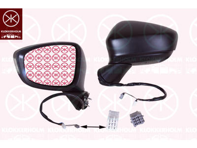 Exterior Mirror, for vehicles with lane keeping assist, Left, for electric mirror adjustment, Electronically foldable, Number of pins: 10, with indicator, Heatable, Aspherical, w/primer