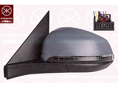 Exterior Mirror, with indicator (LED), Electronically foldable, Left, Number of pins: 9, with Peripheral Lighting, for vehicles without drive assistance system, Heatable, Convex, w/primer