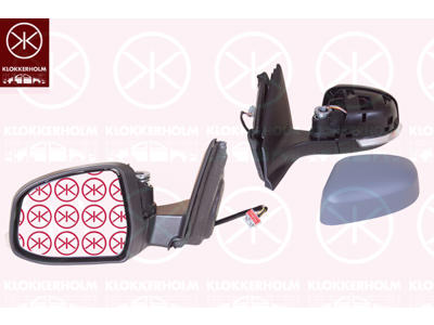 Exterior Mirror, Left, for electric mirror adjustment, Number of pins: 6, with indicator, Heatable, Aspherical, w/primer