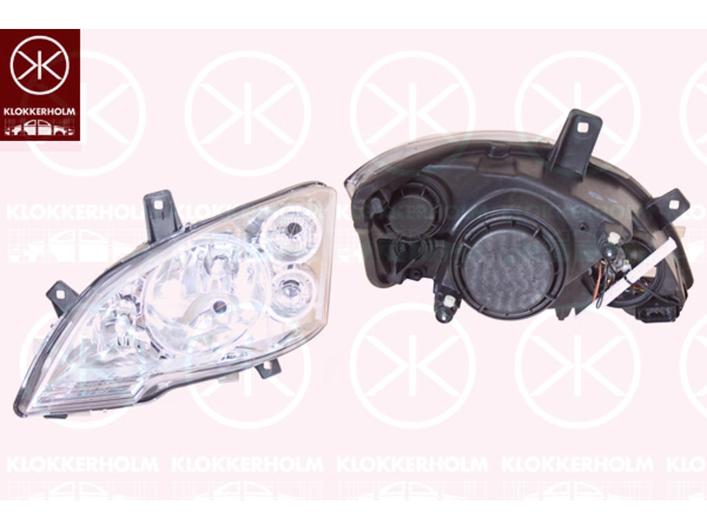 Headlight, H7/H7/H7, with motor for headlamp levelling, Left
