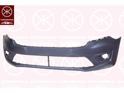 Bumper, Front, black, with hole(s) for fog lights
