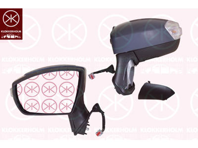 Exterior Mirror, Left, for electric mirror adjustment, Electronically foldable, with reading light, w/primer, Heatable, Convex