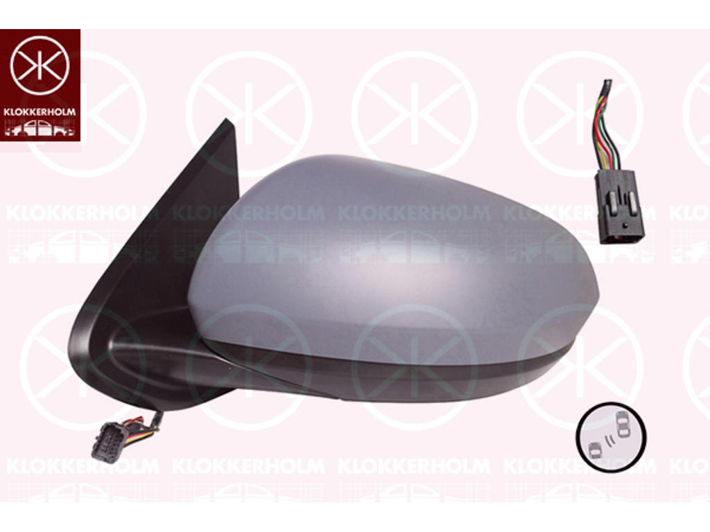 Exterior Mirror, Left, for electric mirror adjustment, Heatable blind spot mirror, Number of pins: 7, Convex, w/primer