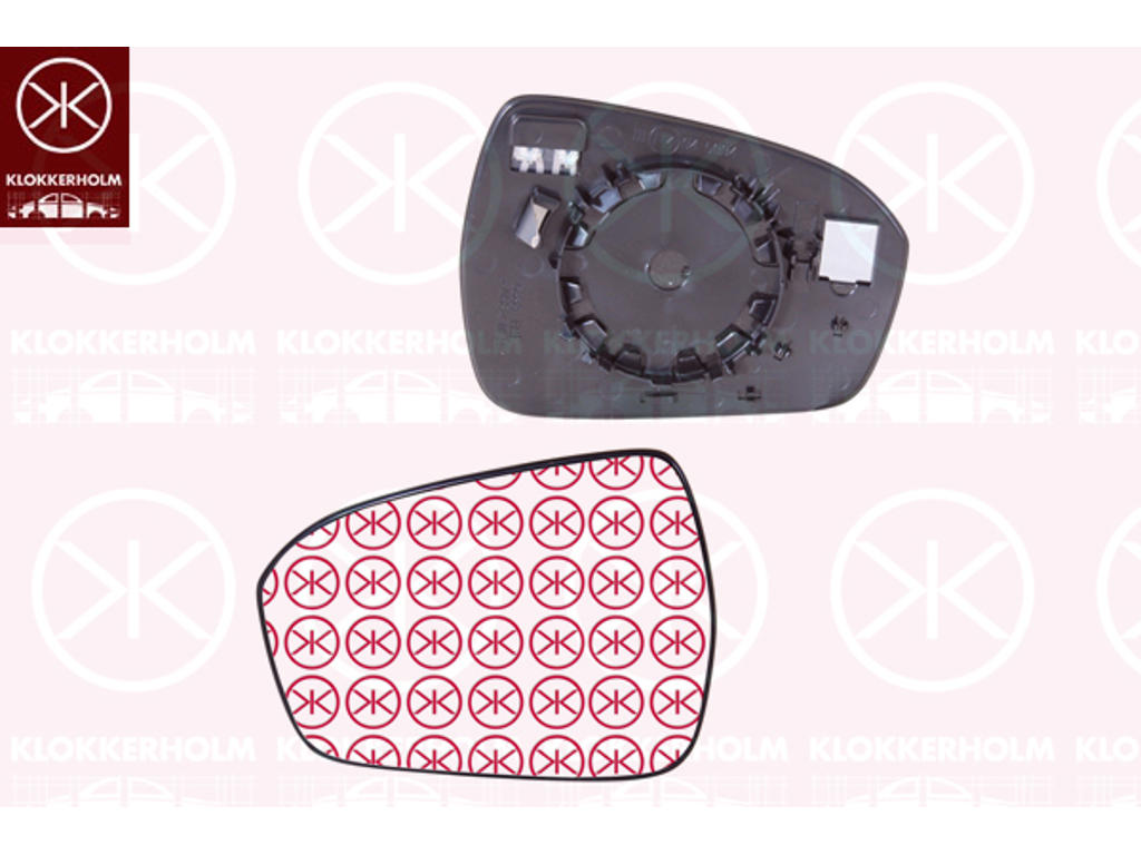 Mirror Glass, exterior mirror, Right, Number of pins: 2, Heatable, Aspherical