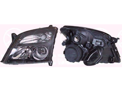 Headlight, H7/H7, for vehicles with headlight levelling, Depo, Right, Illuminance [lx]: 20, Housing Colour: black