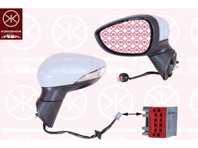 Exterior Mirror, Left, for electric mirror adjustment, with indicator, Heatable, Number of pins: 6, w/primer, Aspherical