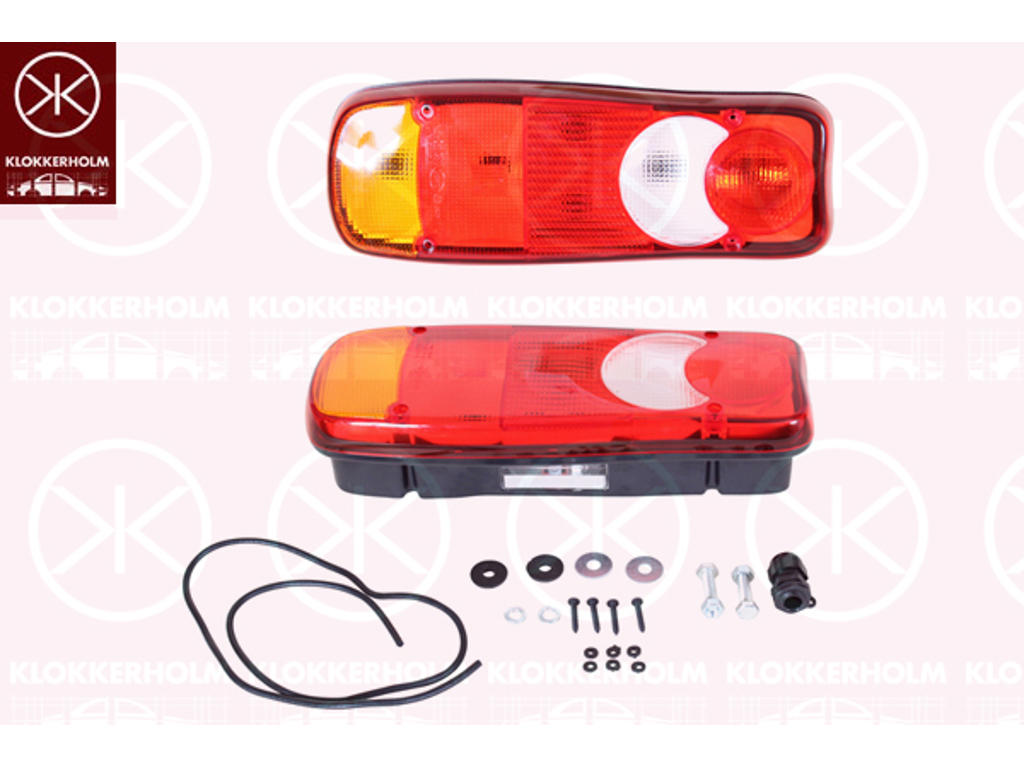 Tail Light Assembly, Left, with number plate light, with bulb holder, without pipe, with gasket/seal