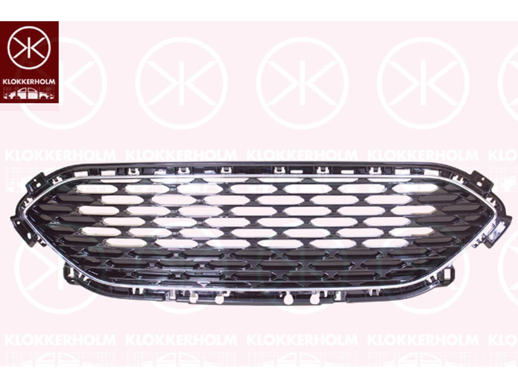 Grille de radiateur, noir, avec baguette décorative, chrome