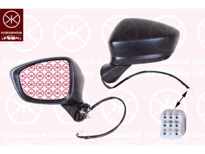Exterior Mirror, Left, for electric mirror adjustment, Electronically foldable, Number of pins: 8, with indicator, Heatable, Aspherical, w/primer